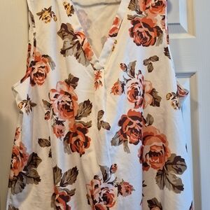 Floral Sleeveless V-Neck Top